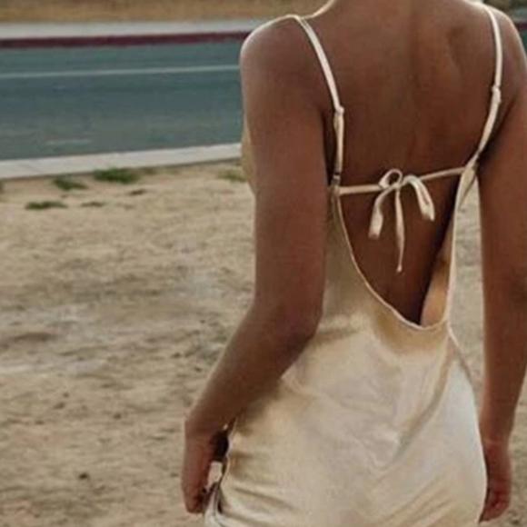 Gold backless Slip Dress - Picture 13 of 15